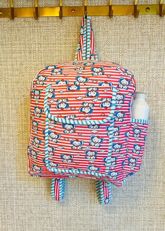 Schooltas basisschool roze olifant - Tantuva Atelier
