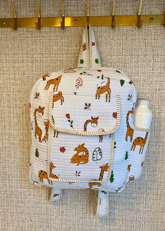 School rugzak kind giraffe oranje/wit