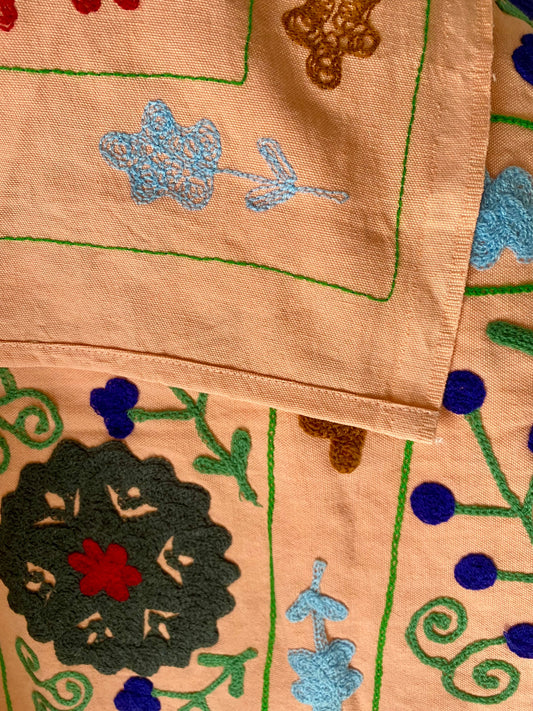 Sprei Eenpersoons - Katoen - 218x151 cm - Pomegranate Tree Salmon Blush - Tantuva Atelier