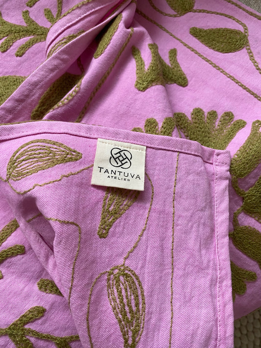 Sprei Eenpersoons - Katoen - 211x146 cm - Pink & Beige Harmony - Tantuva Atelier