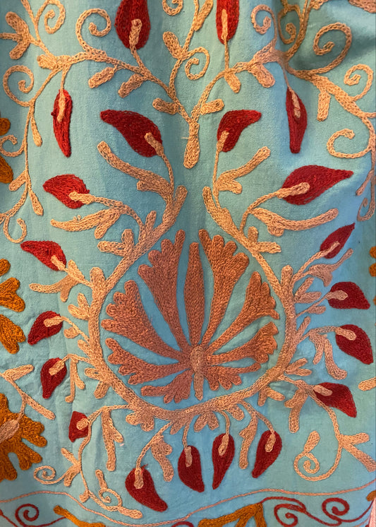 Katoenen lange jas - lichtblauw beige - Tantuva Atelier