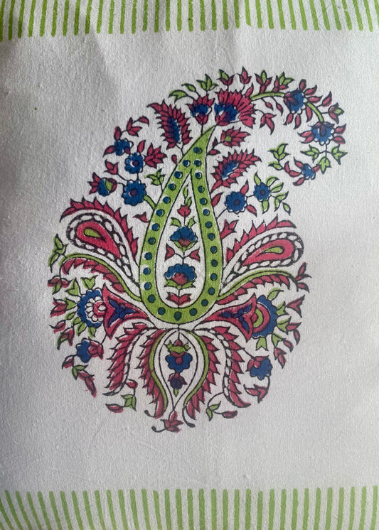 Katoenen kussen met roze/blauw/groene print - 40x40 cm