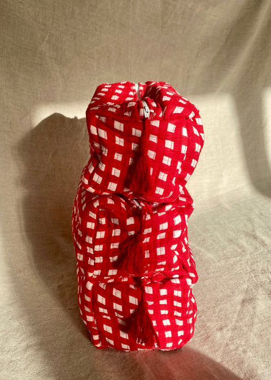 Toilettas set rood geruit