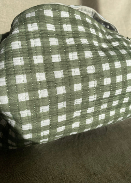 Toilettas set groen geruit