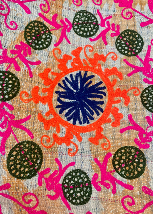 Handgemaakte sprei kantha colourful