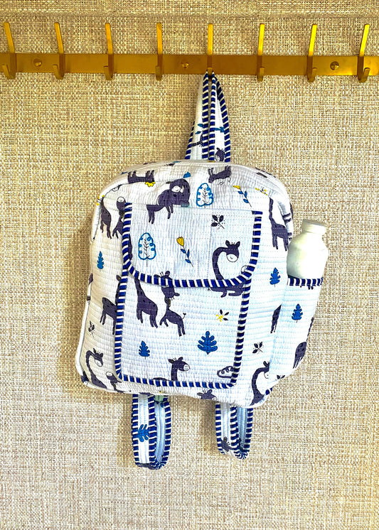 Schooltas basisschool giraf blauw - Tantuva Atelier