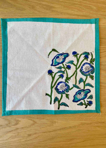 Tafelkleed 100% Katoen Blauw/Wit 214x138 cm | Inclusief 6 Servetten (29x29 cm)