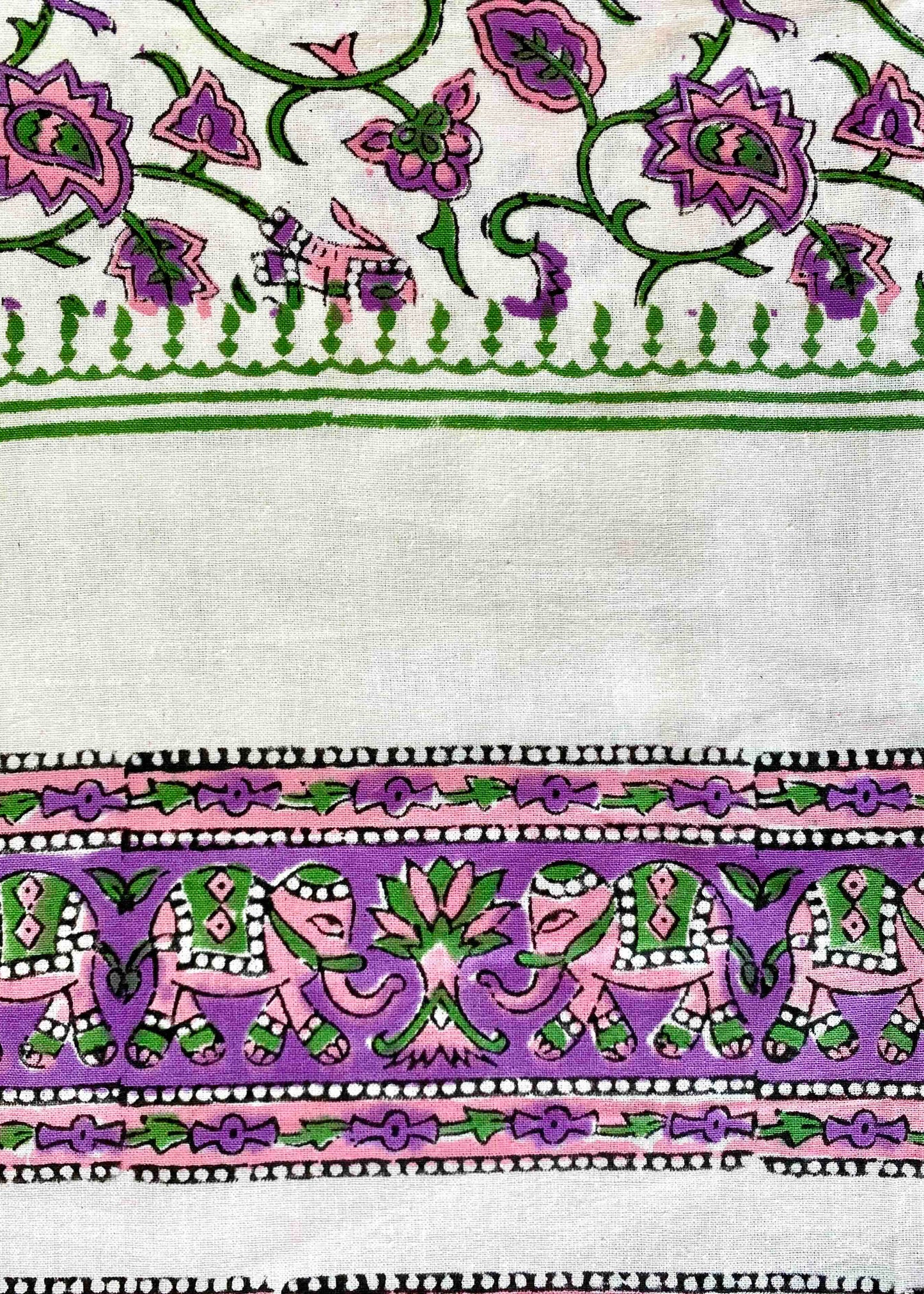 Tafelkleed Paars/Wit 100% Katoen 218x140 cm | Inclusief 6 Servetten (30x30 cm)