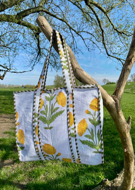 Yellow Floral Tote Bag