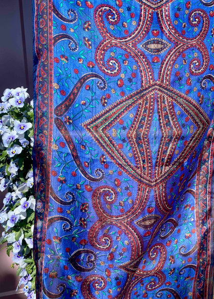 Zijden Sjaal Blauw