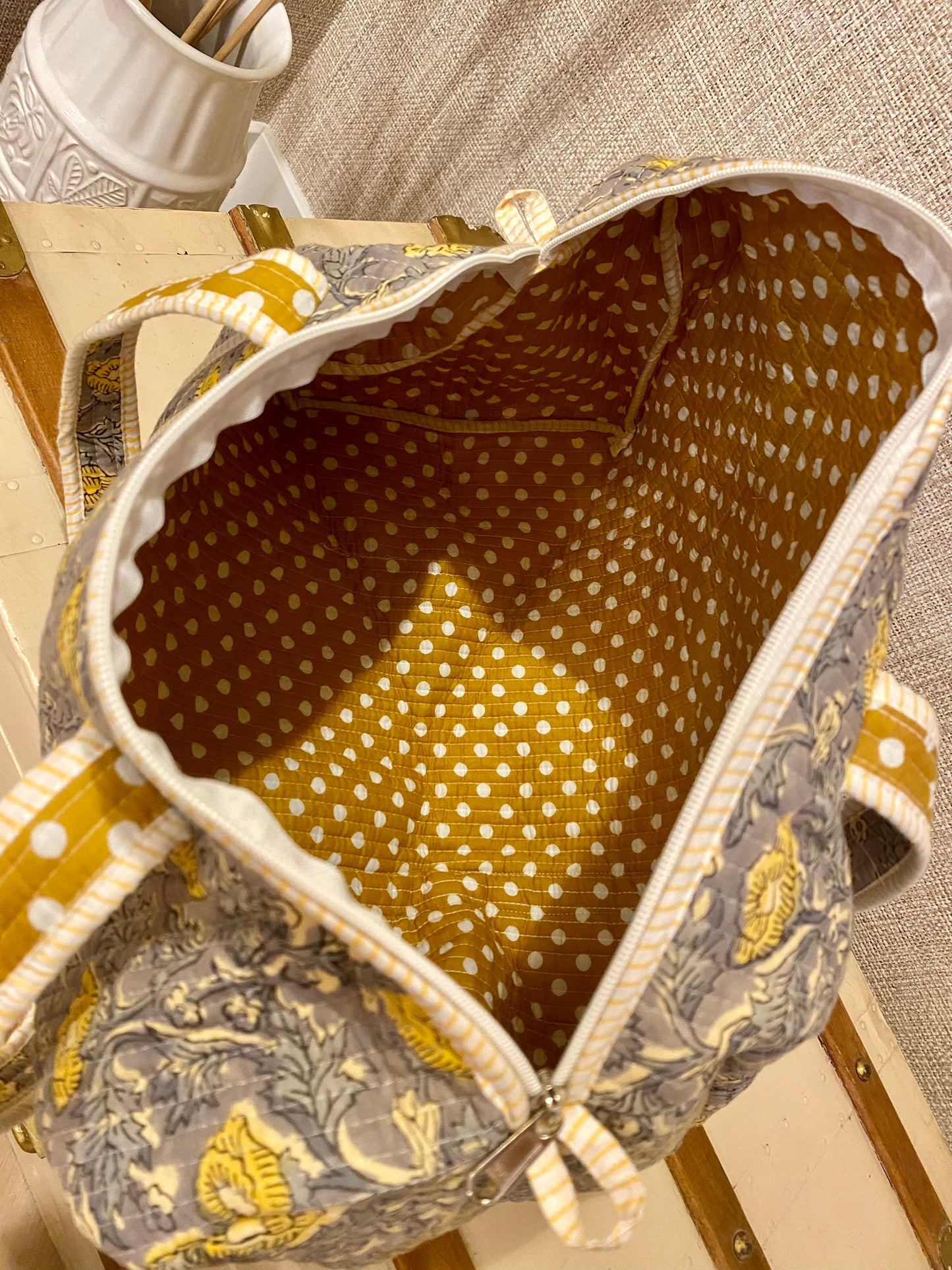 Yellow flower duffle bag