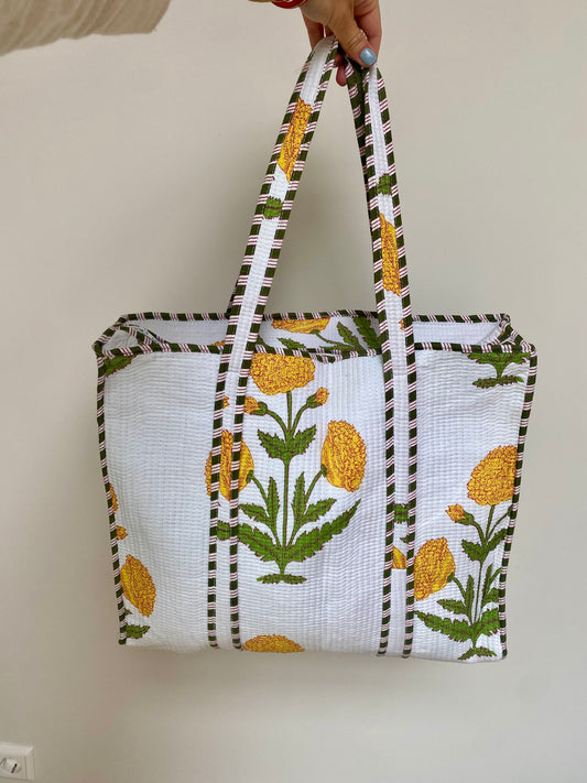 Yellow Floral Tote Bag