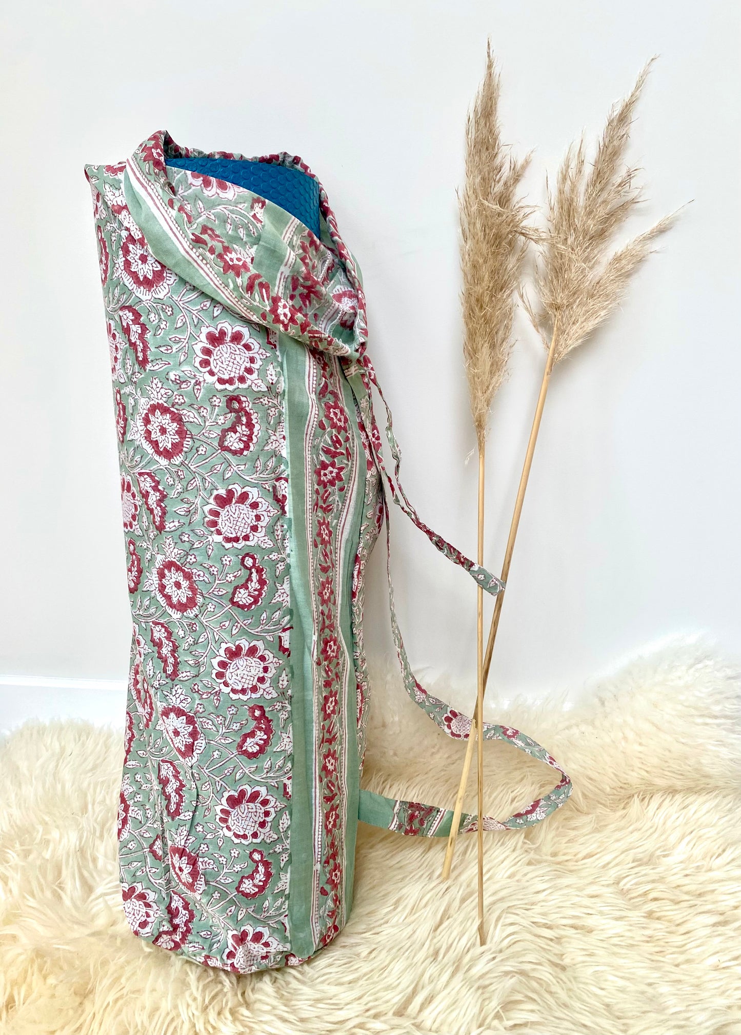 Yogatas groen gebloemd natural