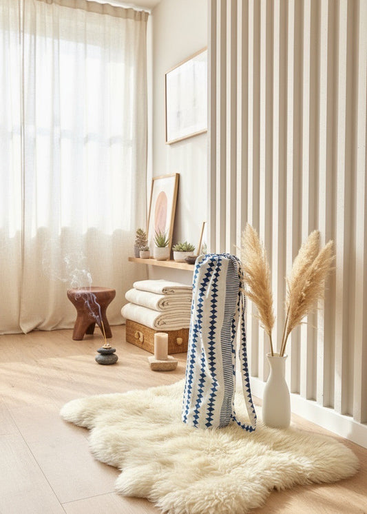 Yogatas ecologisch blauw/wit