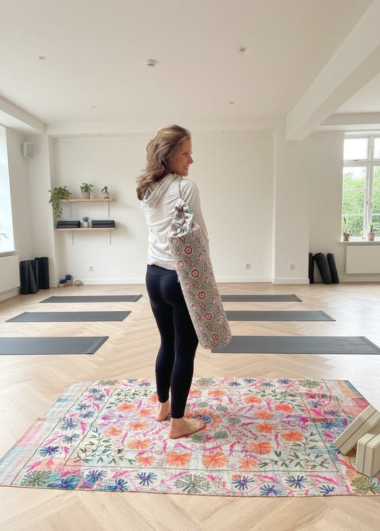 Yogatas groen gebloemd natural