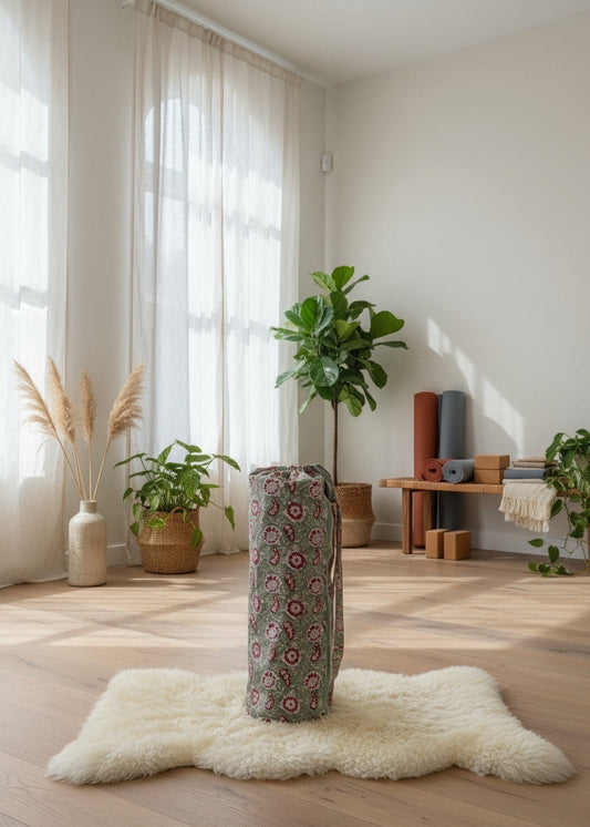 Yogatas groen gebloemd natural