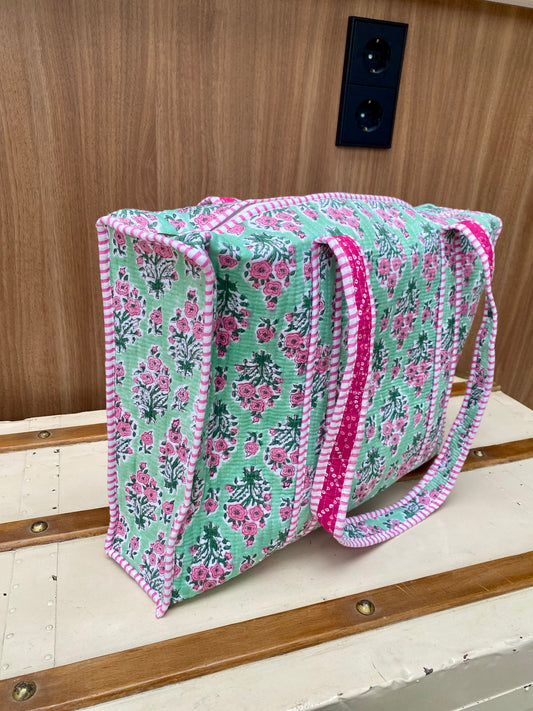 Tote bag pink roses
