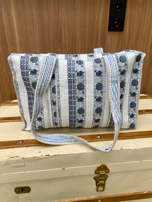 Tote bag indigo flower