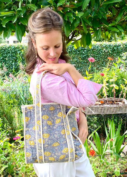 Handgemaakte handtas yellow flower