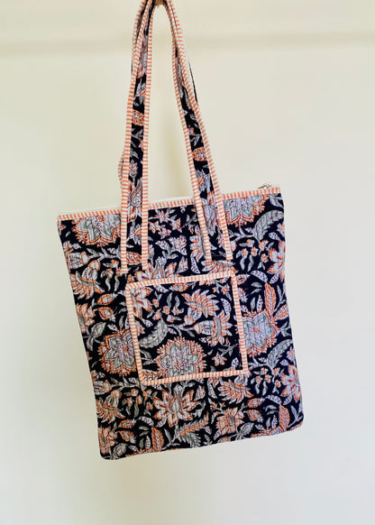 Laptoptas black floral