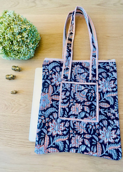 Laptoptas black floral