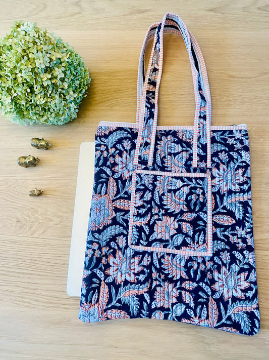 Laptoptas black floral
