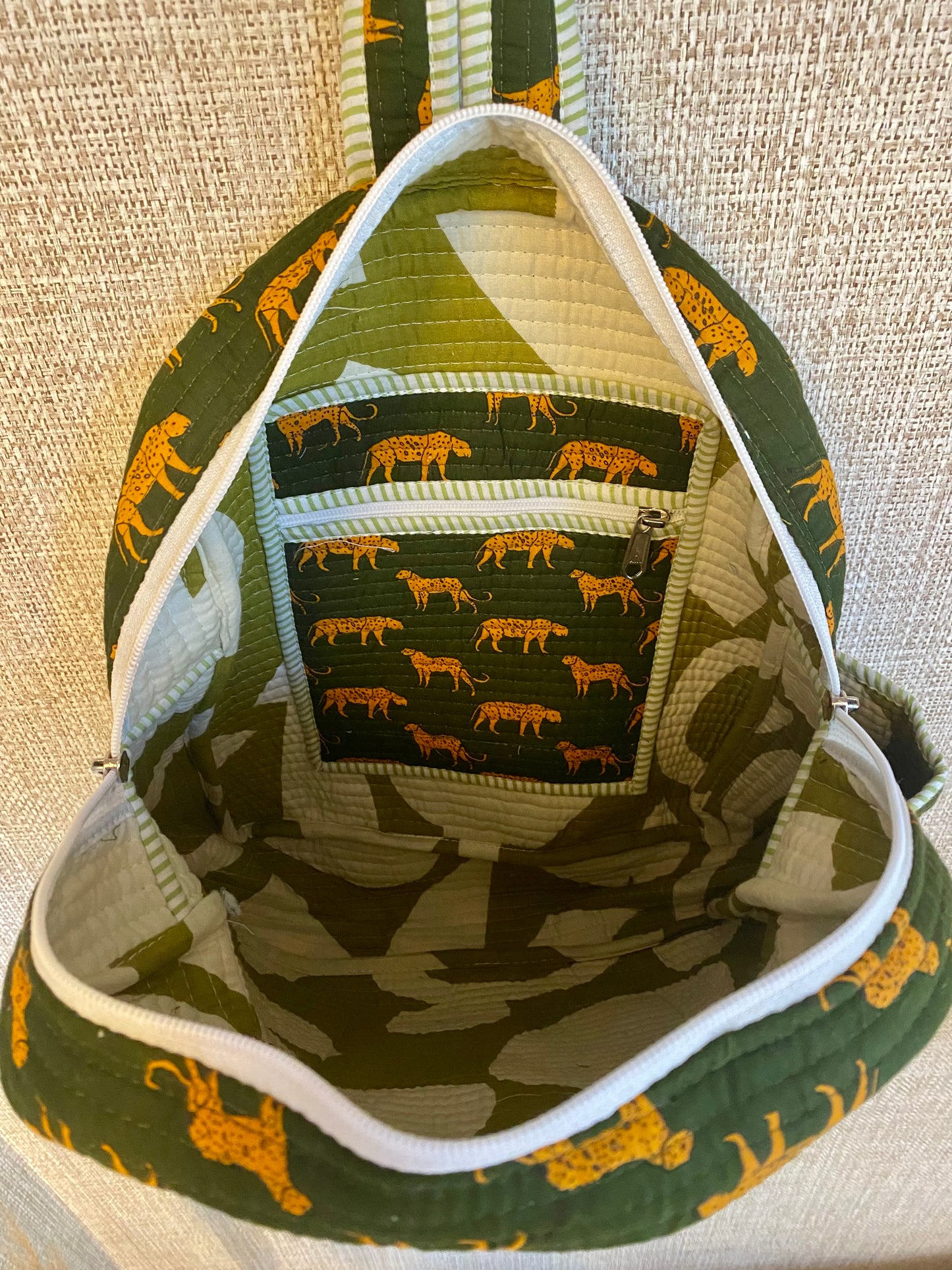 Green tiger schoolbag for kids