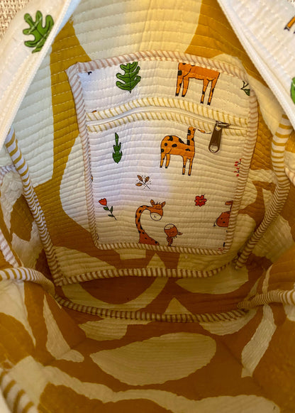 School rugzak kind giraffe oranje/wit