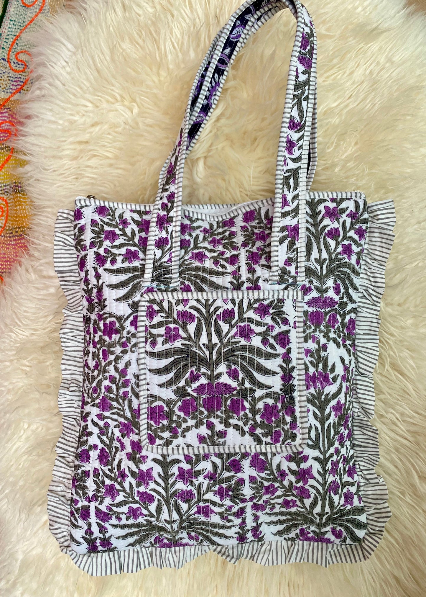 Set schoudertas en laptoptas lavendel - Tantuva Atelier