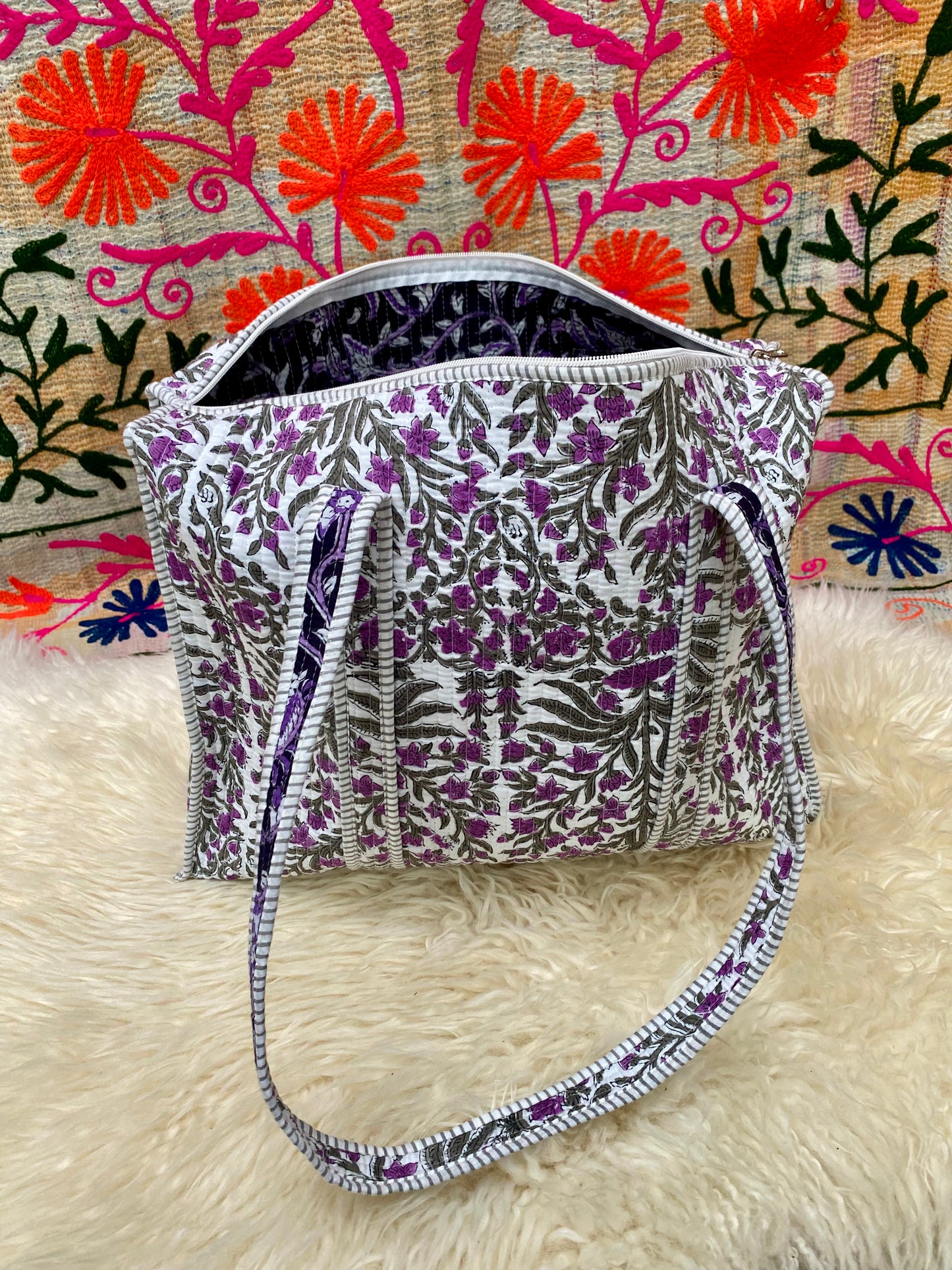 Set schoudertas en laptoptas lavendel - Tantuva Atelier