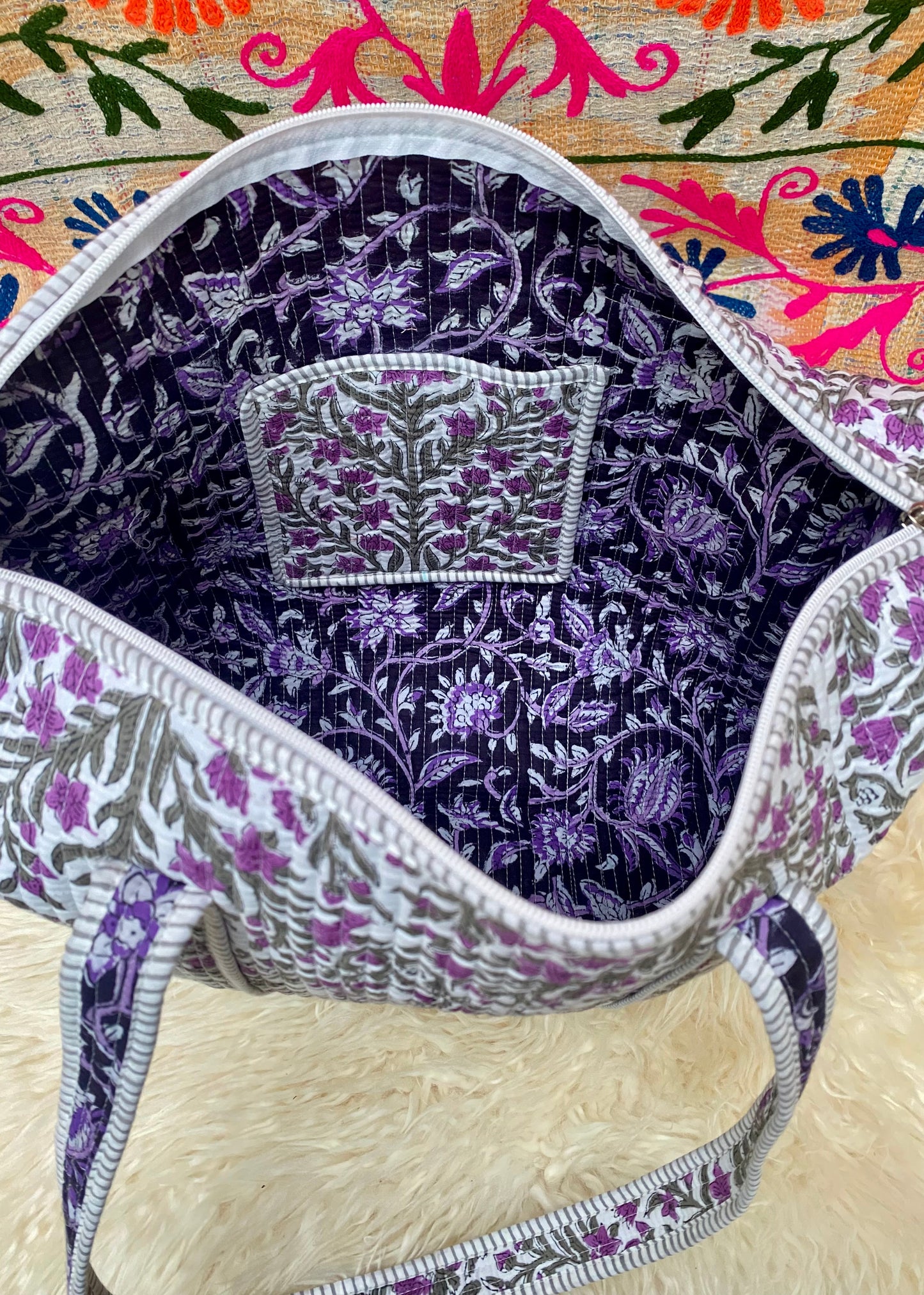 Set schoudertas en laptoptas lavendel - Tantuva Atelier