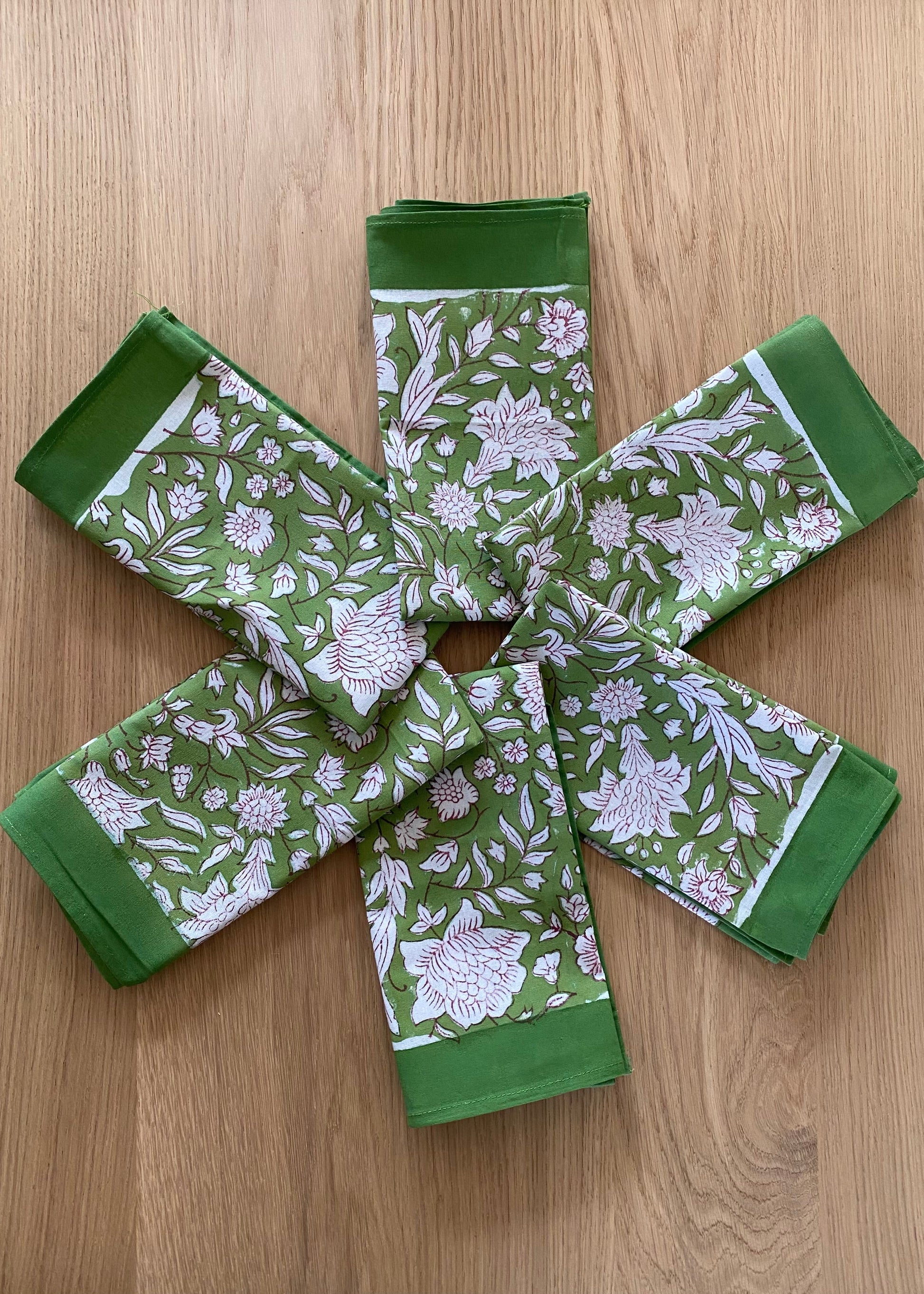 Servet 100% Katoen Green Floral 45x45 cm - Tantuva Atelier