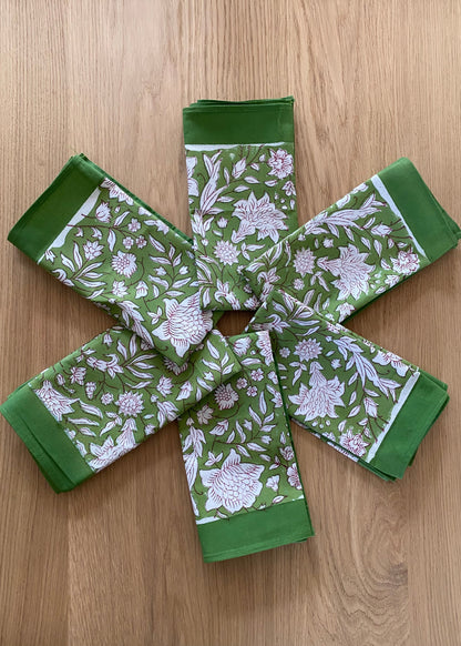 Servet 100% Katoen Green Floral 45x45 cm - Tantuva Atelier