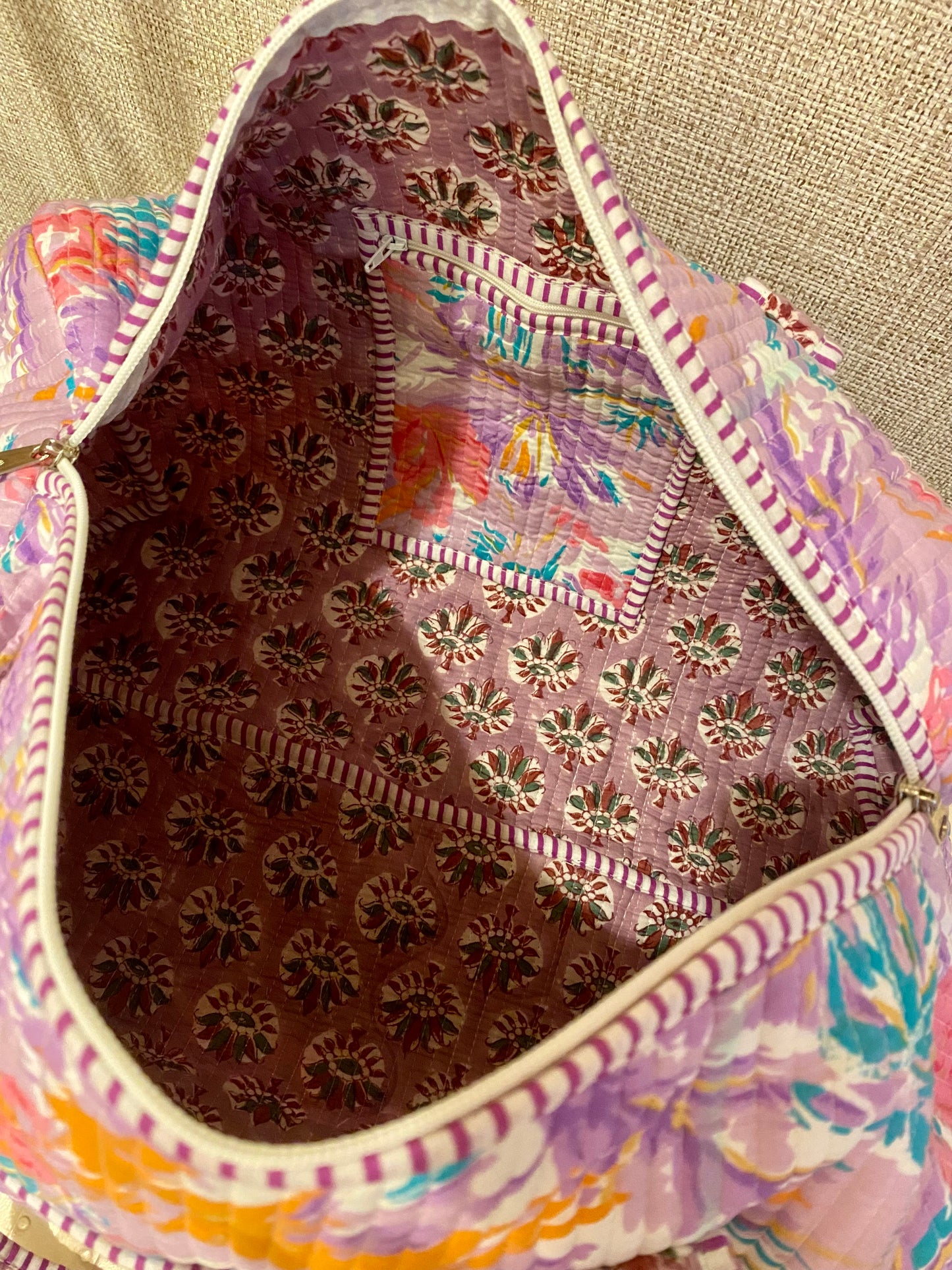 Purple explosion duffle bag
