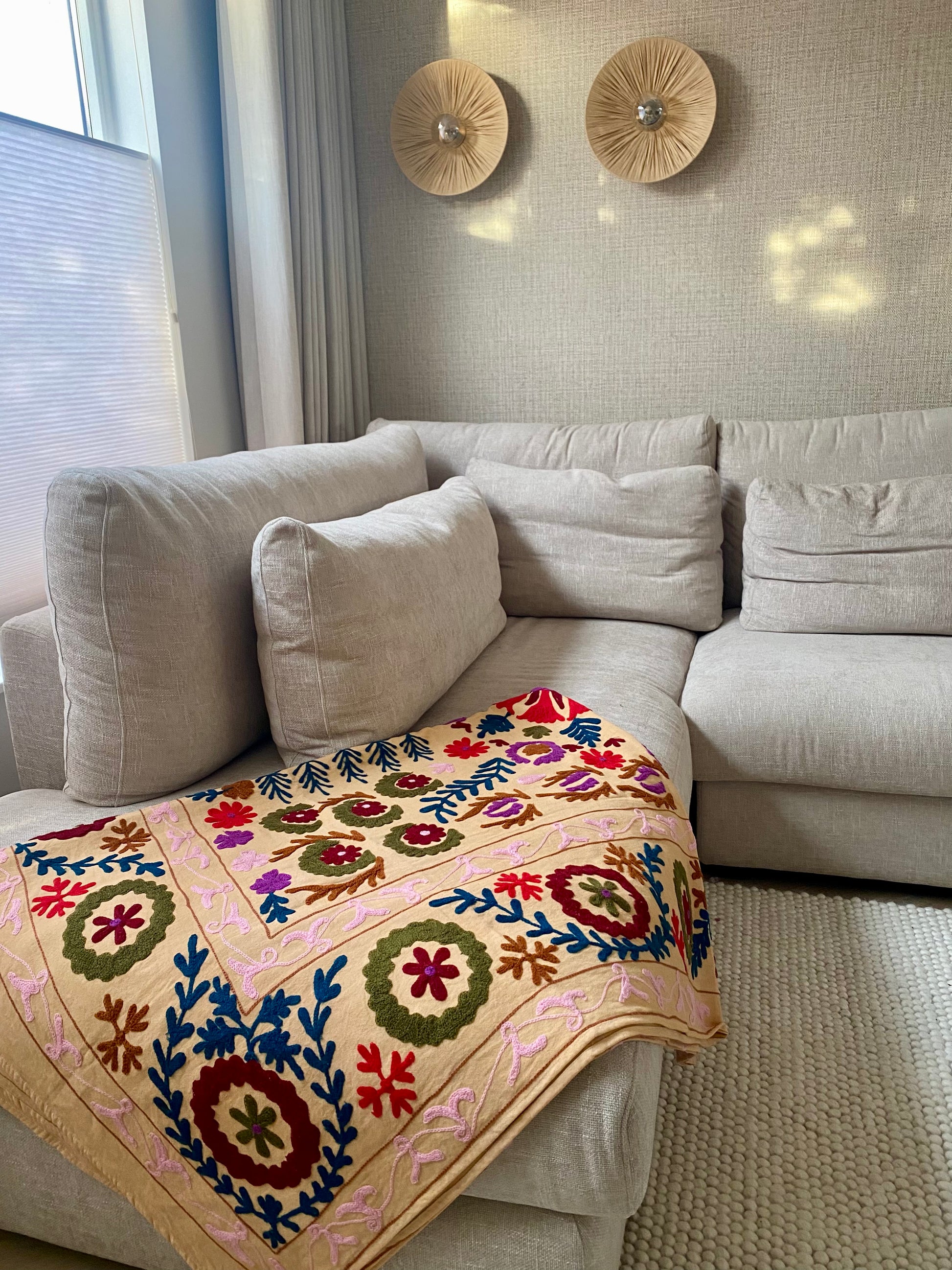 Sprei Eenpersoons - Katoen - 211x147 cm - Ibiza Apricot Breeze - Tantuva Atelier