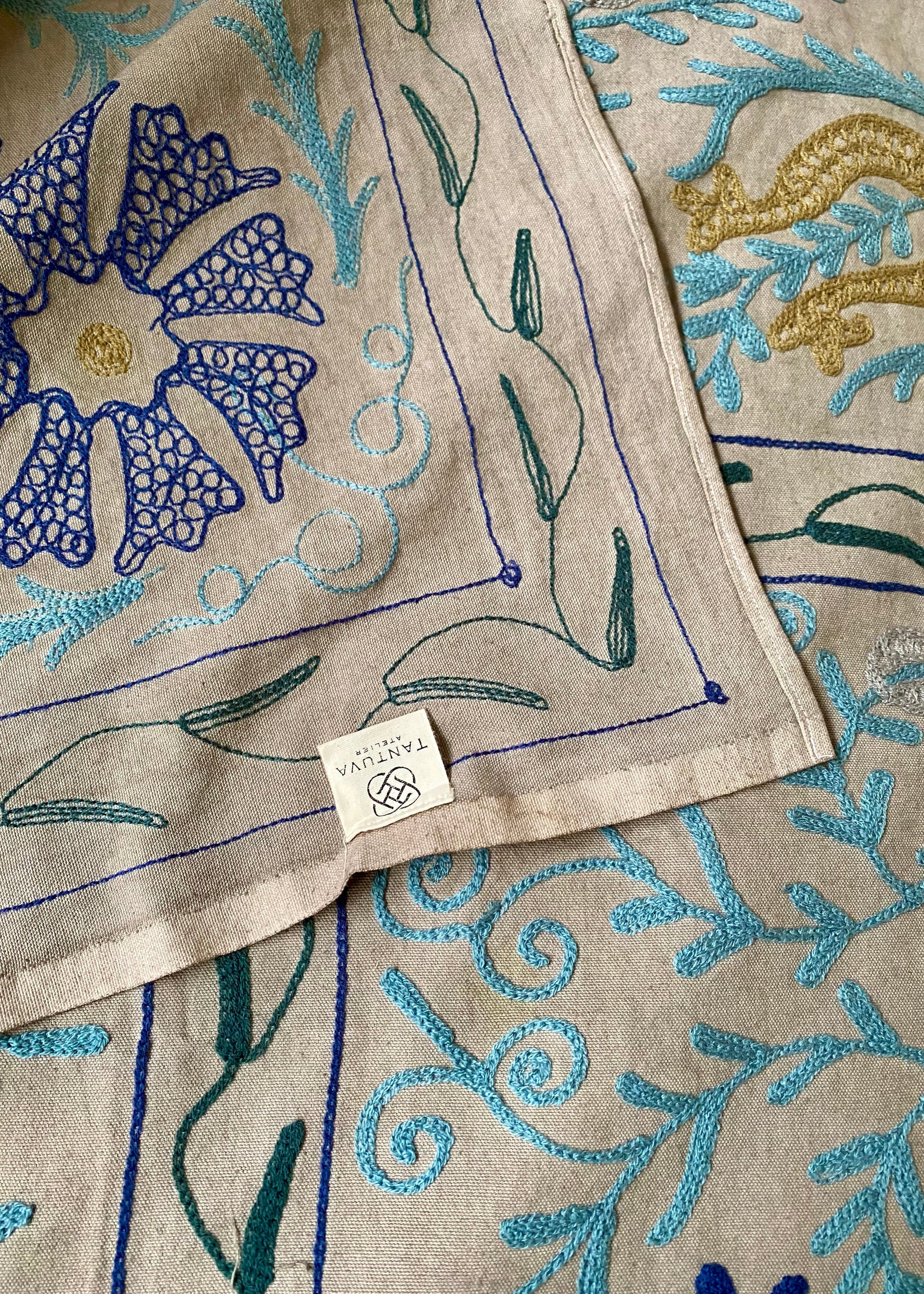 Sprei Eenpersoons - Katoen - 212x150 cm - Taupe Horseshoe - Tantuva Atelier
