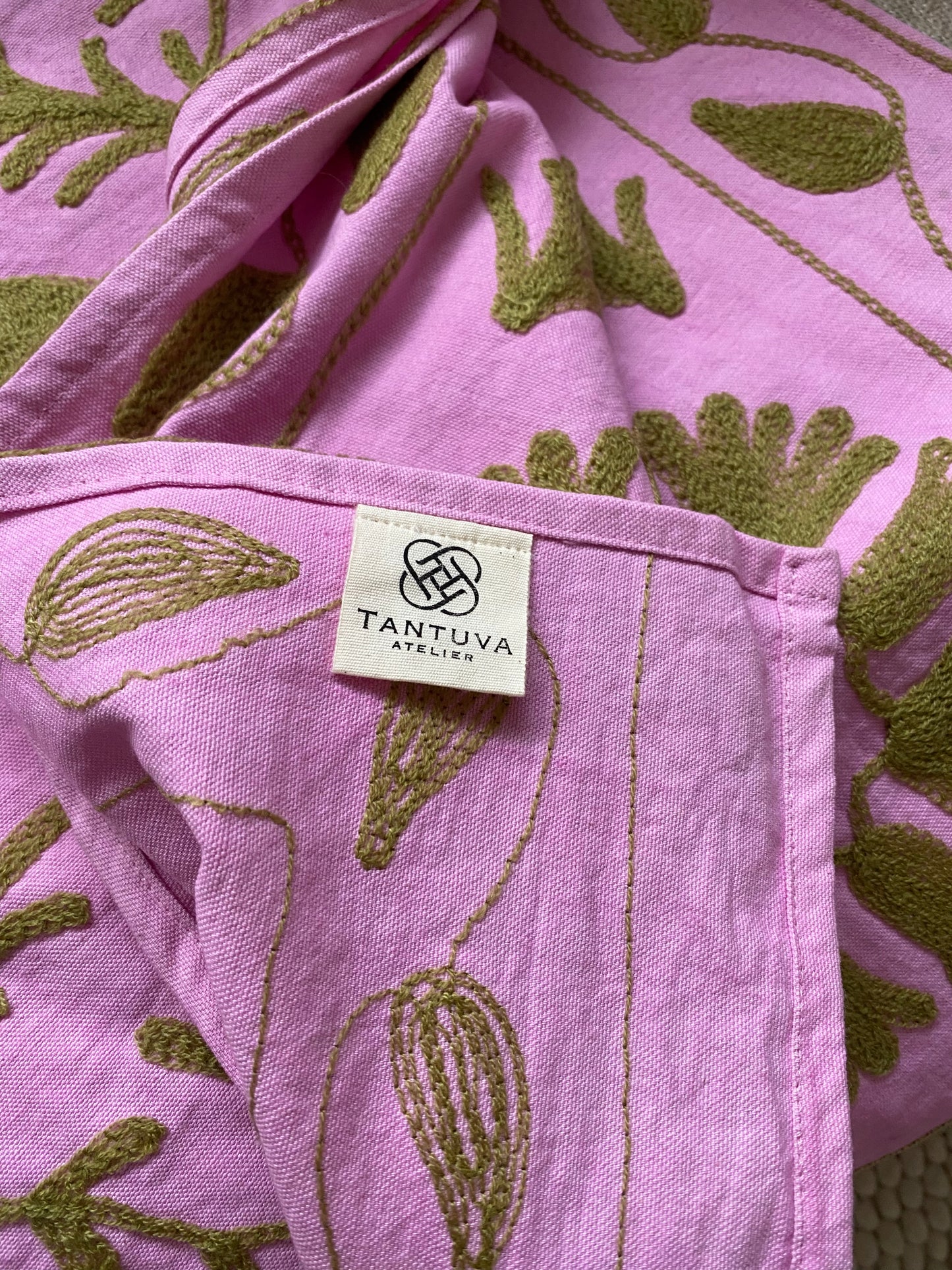 Sprei Eenpersoons - Katoen - 211x146 cm - Pink & Beige Harmony - Tantuva Atelier