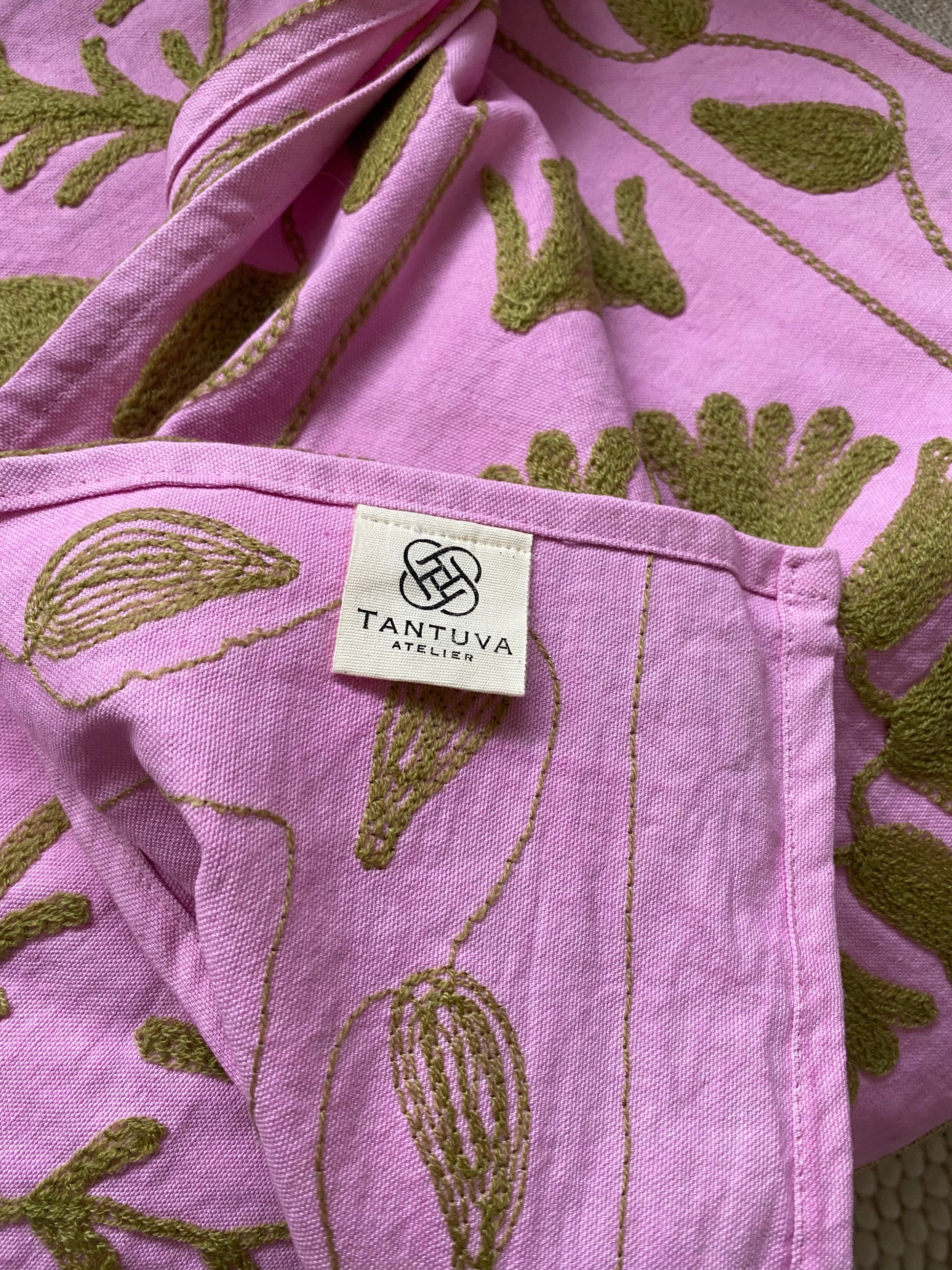 Sprei Eenpersoons - Katoen - 211x146 cm - Pink & Beige Harmony - Tantuva Atelier
