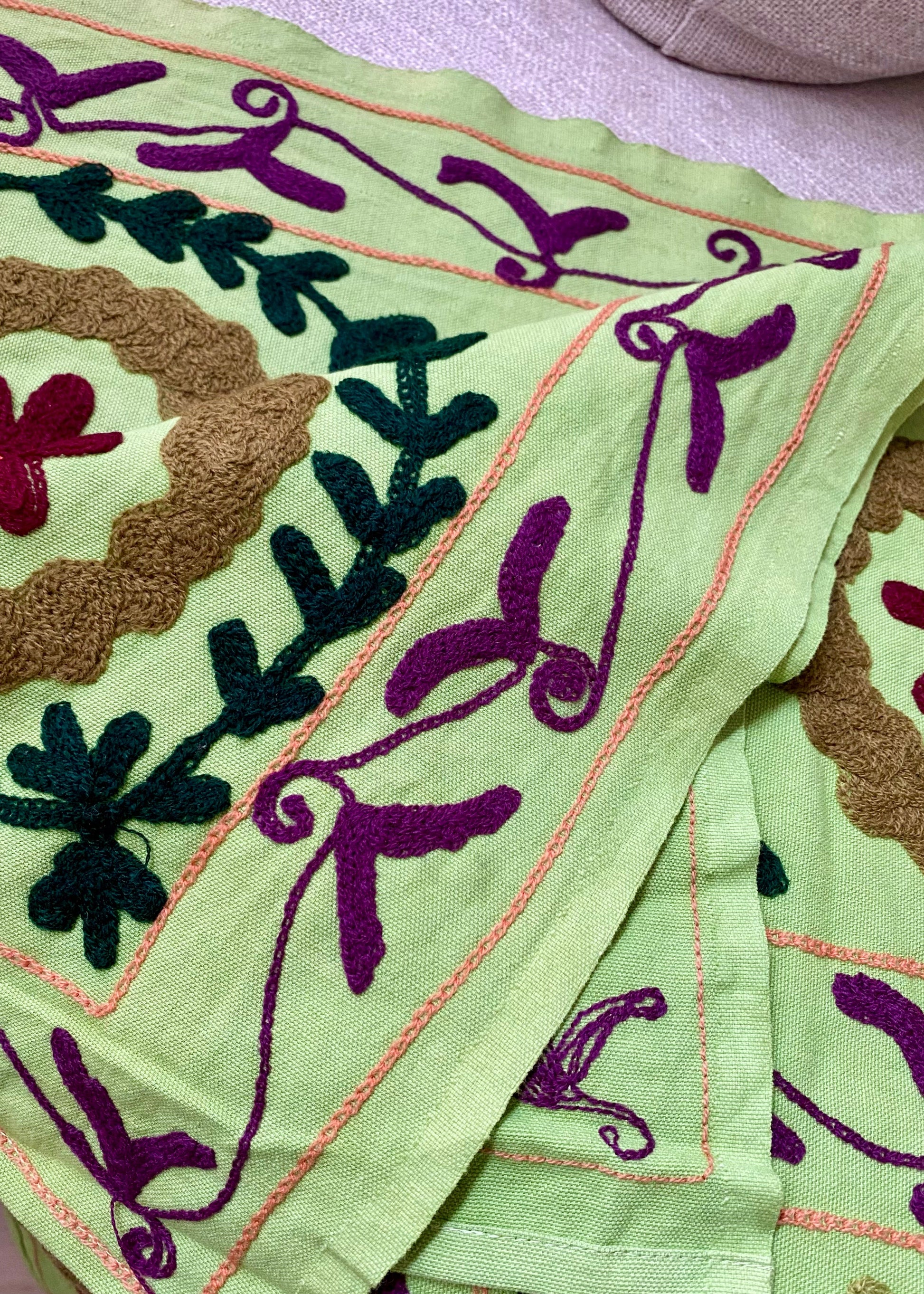 Sprei Eenpersoons -  Katoen - 215x151 cm - Apple Green Floral Charm - Tantuva Atelier