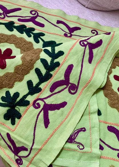 Sprei Eenpersoons -  Katoen - 215x151 cm - Apple Green Floral Charm - Tantuva Atelier