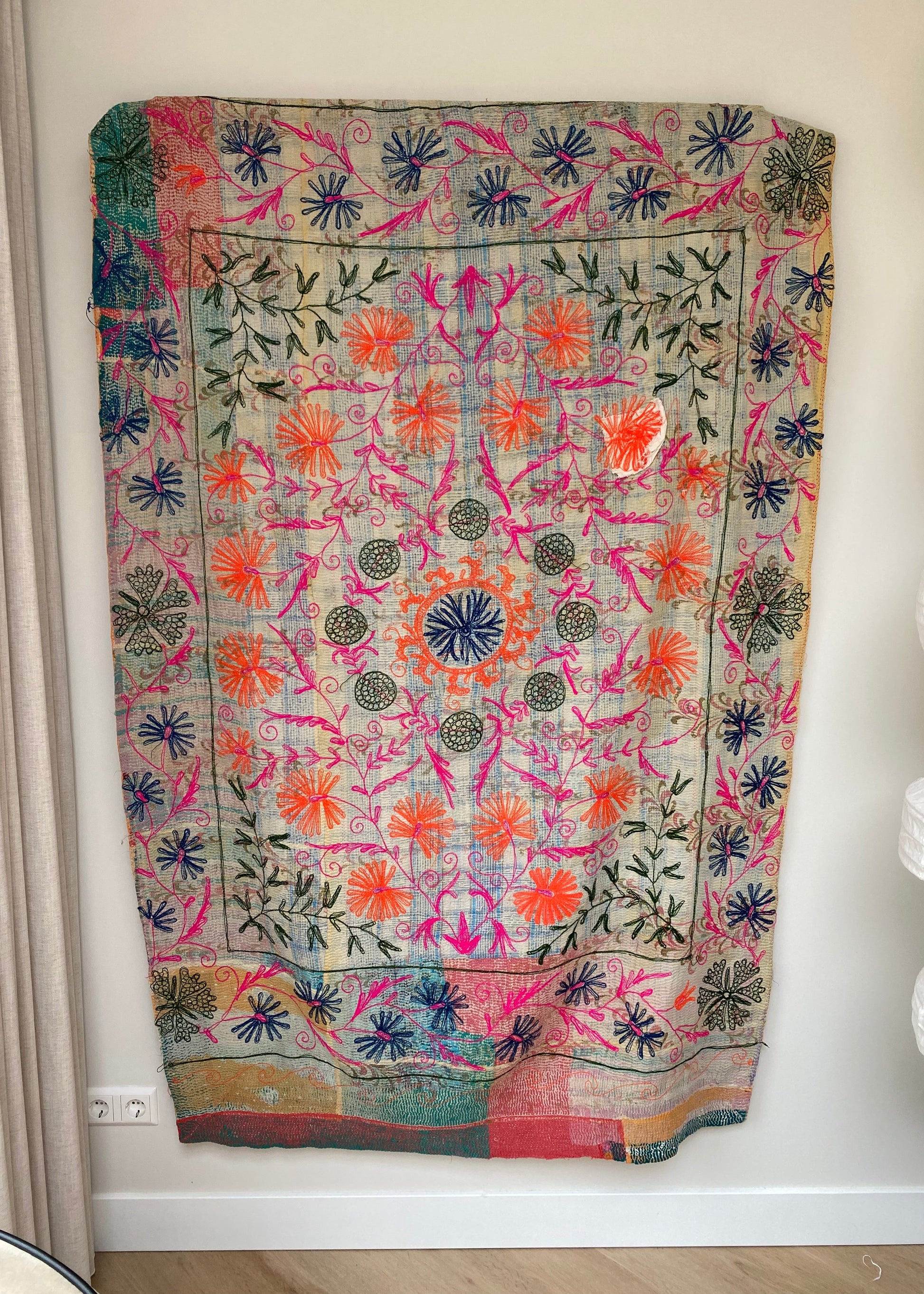 Sprei Eenpersoons - Katoen Kantha - 217x202 cm - Tantuva Atelier