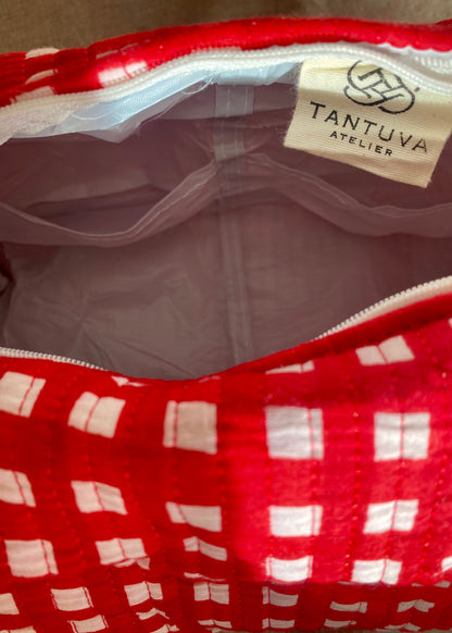 Toilettas set rood geruit