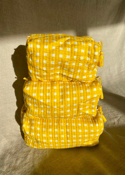 Toilettas set geel geruit