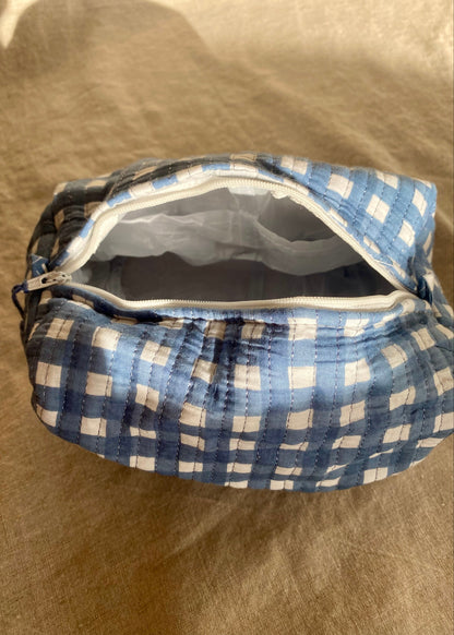 Toilettas set blauw geruit