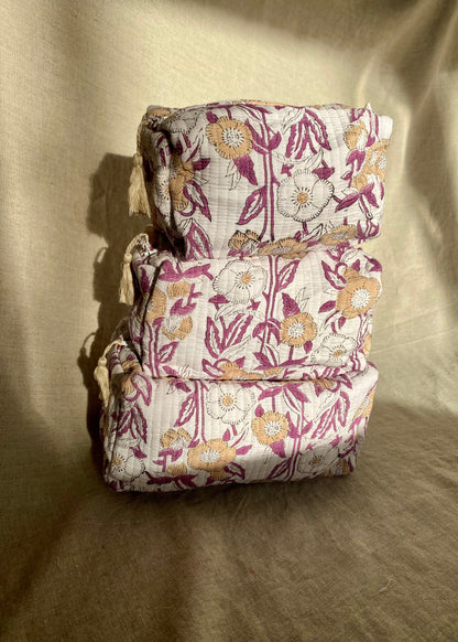 Toilettas set purple beige