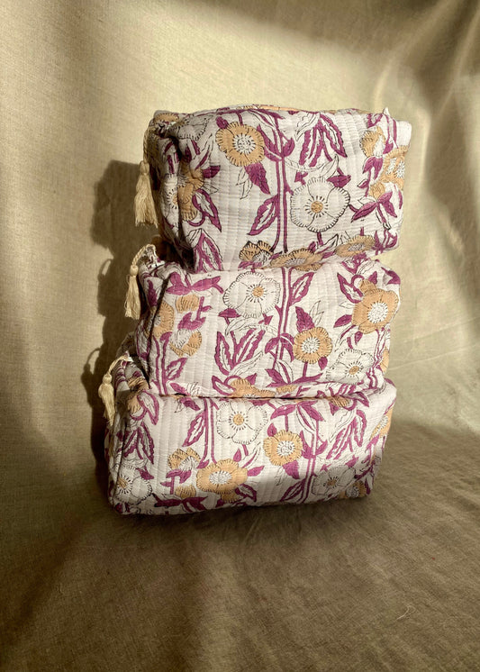 Toilettas set purple beige