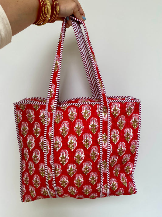 Red Peony Tote Bag