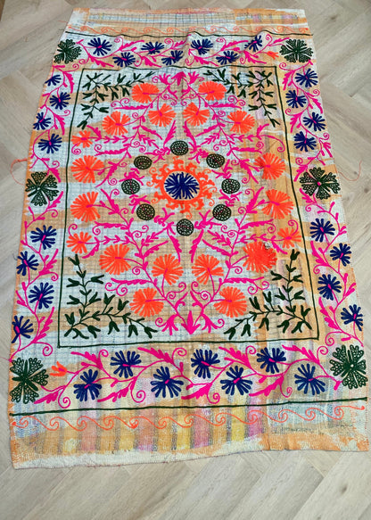 Handgemaakte sprei kantha colourful