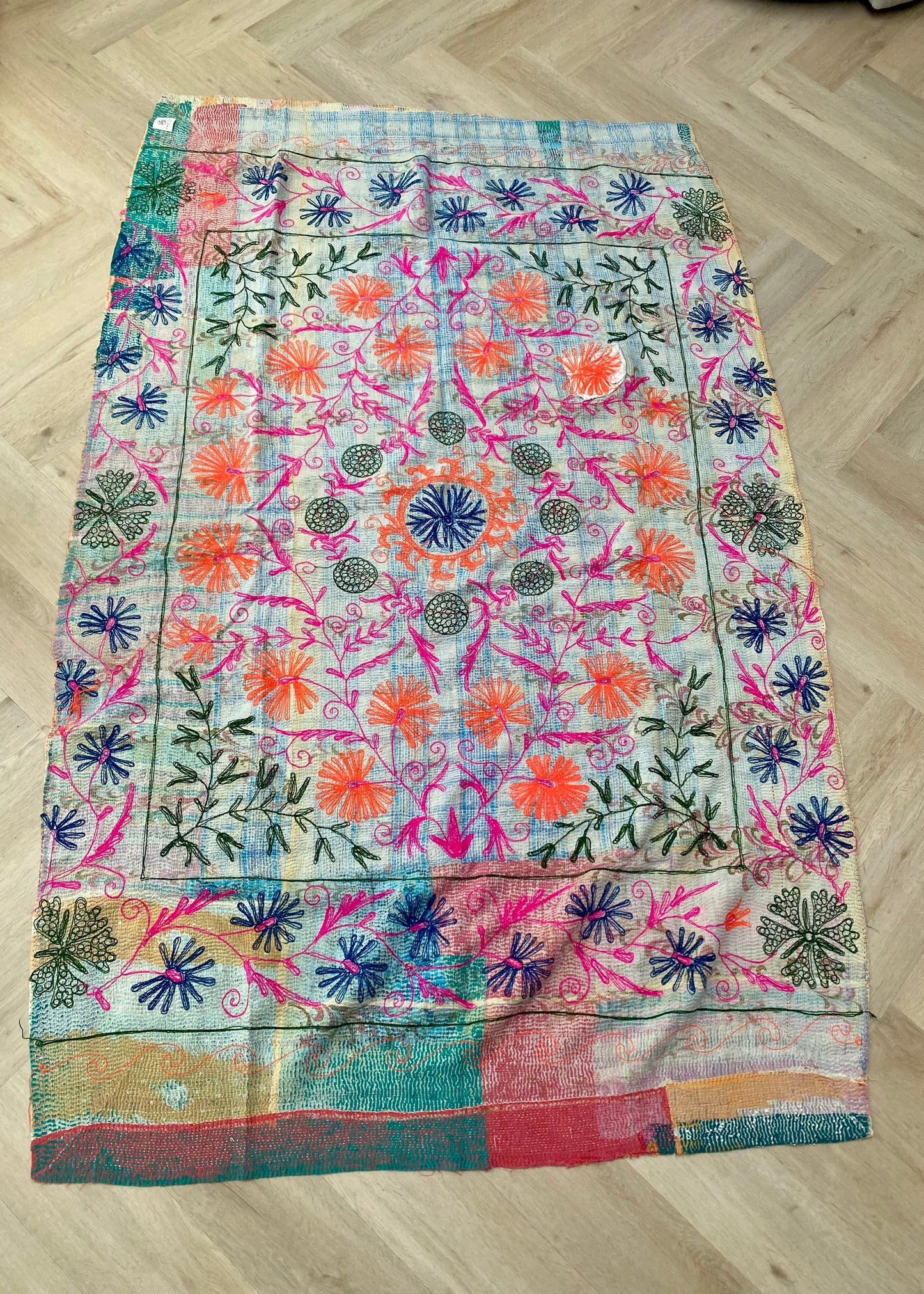 Handgemaakte sprei kantha colourful