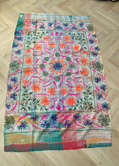 Handgemaakte sprei kantha colourful